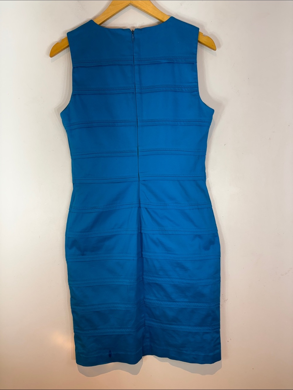 Calvin Klein Dress Womens Blue Sheath Sleeveless Pintucks Cotton Stretch Sz 8 - Picture 8 of 8